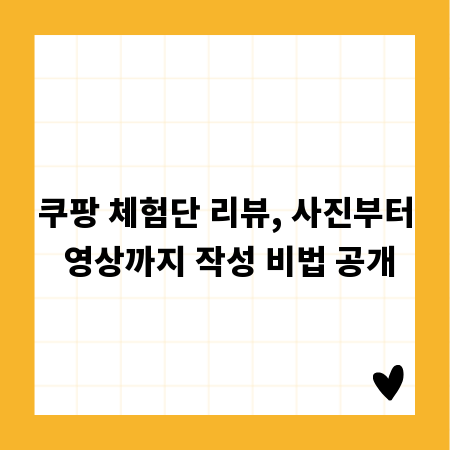 쿠팡 체험단 리뷰, 사진부터 영상까지 작성 비법 공개