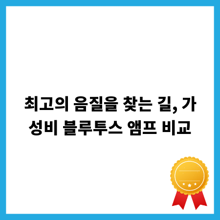 최고의 음질을 찾는 길, 가성비 블루투스 앰프 비교