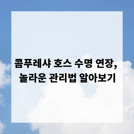 콤푸레샤 호스 수명 연장, 놀라운 관리법 알아보기