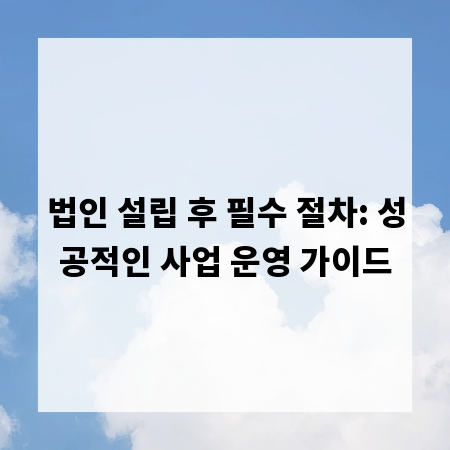 법인 설립 후 필수 절차: 성공적인 사업 운영 가이드