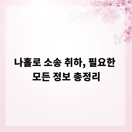 나홀로 소송 취하, 필요한 모든 정보 총정리