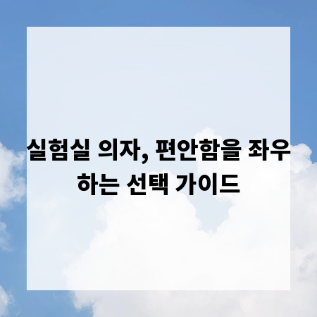 실험실 의자, 편안함을 좌우하는 선택 가이드