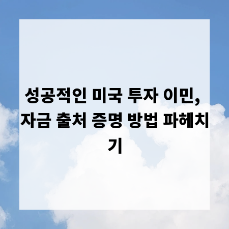 성공적인 미국 투자 이민, 자금 출처 증명 방법 파헤치기