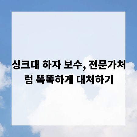 싱크대 하자 보수, 전문가처럼 똑똑하게 대처하기