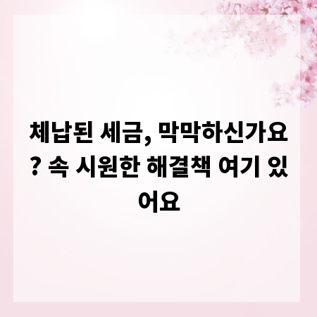 체납된 세금, 막막하신가요? 속 시원한 해결책 여기 있어요