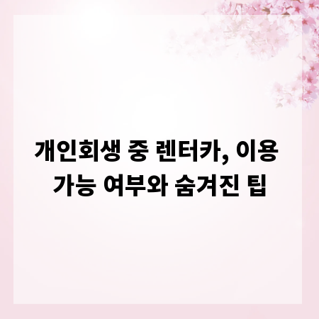 개인회생 중 렌터카, 이용 가능 여부와 숨겨진 팁