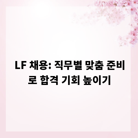 LF 채용: 직무별 맞춤 준비로 합격 기회 높이기