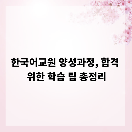 한국어교원 양성과정, 합격 위한 학습 팁 총정리