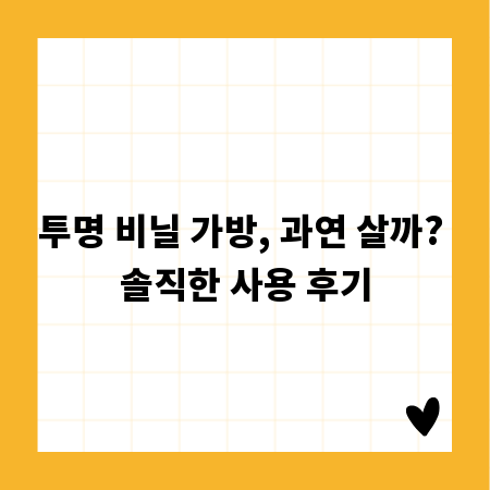 투명 비닐 가방, 과연 살까? 솔직한 사용 후기