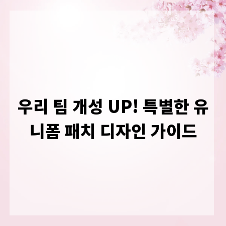 우리 팀 개성 UP! 특별한 유니폼 패치 디자인 가이드