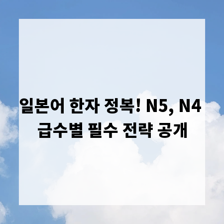 일본어 한자 정복! N5, N4 급수별 필수 전략 공개