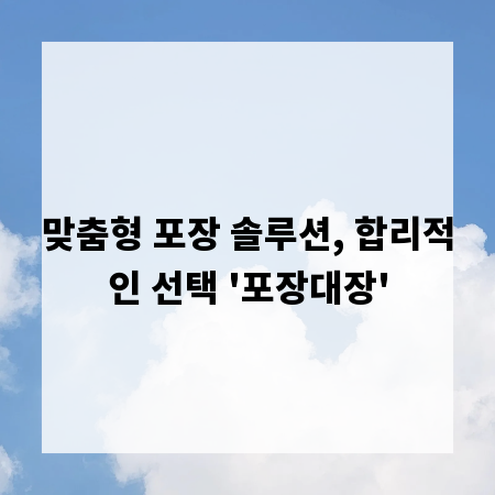 맞춤형 포장 솔루션, 합리적인 선택 '포장대장'