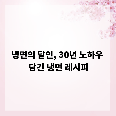 냉면의 달인, 30년 노하우 담긴 냉면 레시피