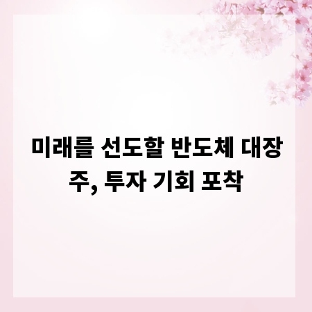 미래를 선도할 반도체 대장주, 투자 기회 포착
