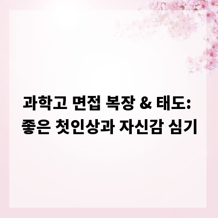 과학고 면접 복장 & 태도: 좋은 첫인상과 자신감 심기