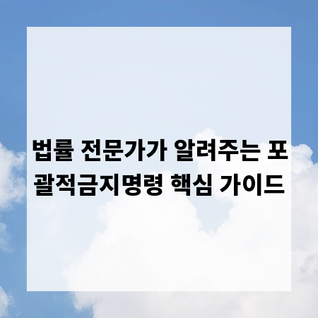 법률 전문가가 알려주는 포괄적금지명령 핵심 가이드