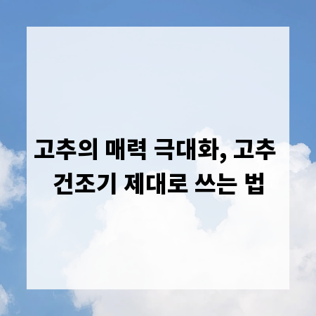 고추의 매력 극대화, 고추 건조기 제대로 쓰는 법