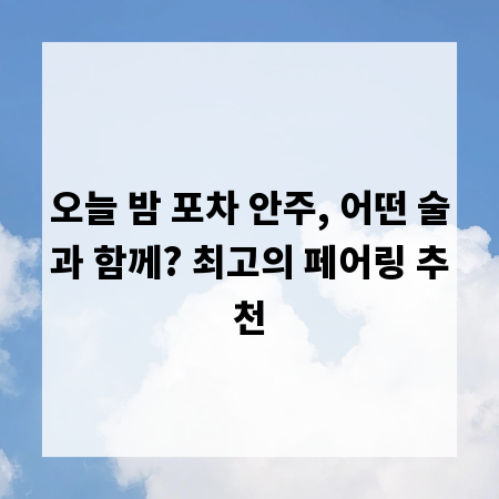 오늘 밤 포차 안주, 어떤 술과 함께? 최고의 페어링 추천
