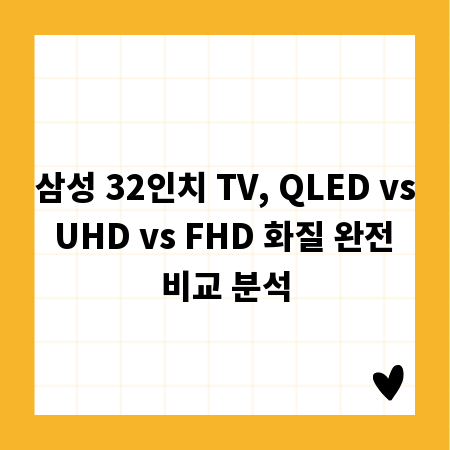 삼성 32인치 TV, QLED vs UHD vs FHD 화질 완전 비교 분석