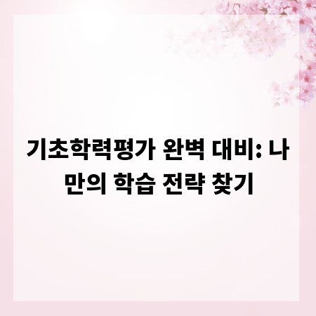 기초학력평가 완벽 대비: 나만의 학습 전략 찾기
