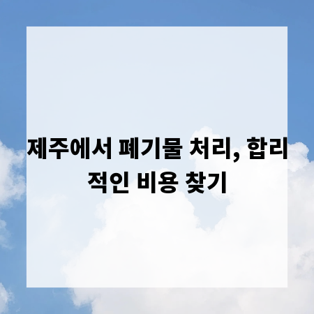 제주에서 폐기물 처리, 합리적인 비용 찾기