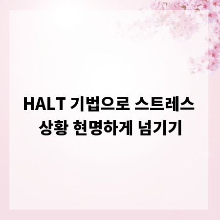 HALT 기법으로 스트레스 상황 현명하게 넘기기