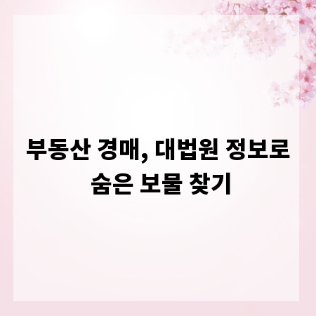 부동산 경매, 대법원 정보로 숨은 보물 찾기