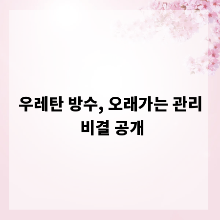 우레탄 방수, 오래가는 관리 비결 공개