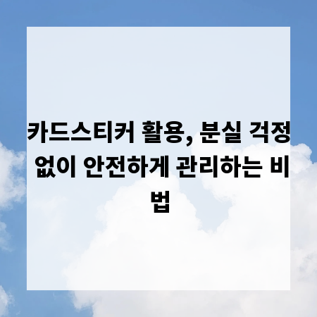 카드스티커 활용, 분실 걱정 없이 안전하게 관리하는 비법