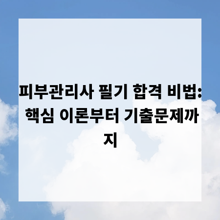 피부관리사 필기 합격 비법: 핵심 이론부터 기출문제까지