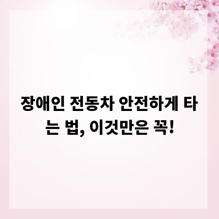 장애인 전동차 안전하게 타는 법, 이것만은 꼭!