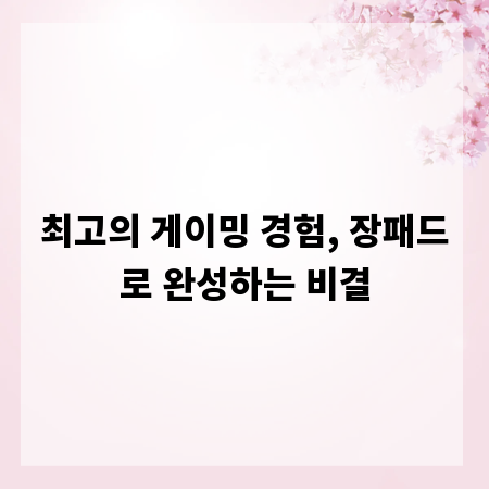 최고의 게이밍 경험, 장패드로 완성하는 비결