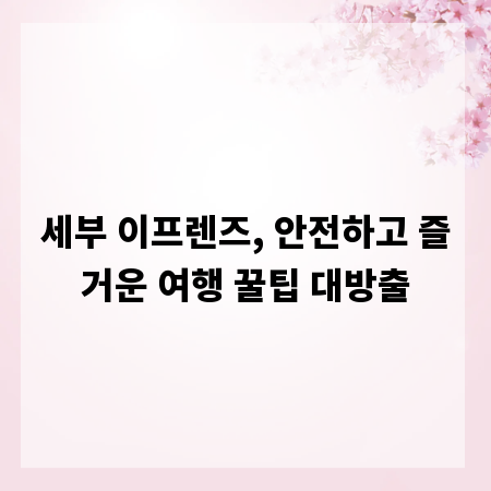 세부 이프렌즈, 안전하고 즐거운 여행 꿀팁 대방출
