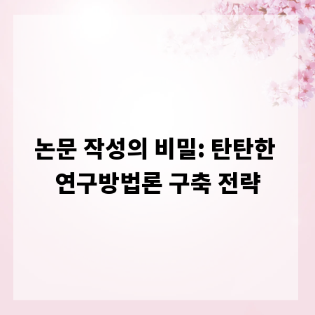 논문 작성의 비밀: 탄탄한 연구방법론 구축 전략