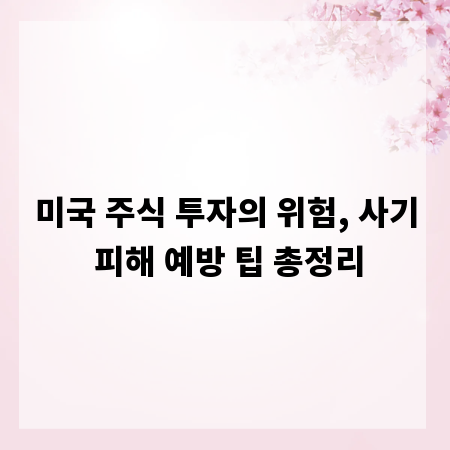 미국 주식 투자의 위험, 사기 피해 예방 팁 총정리