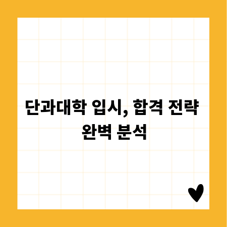 단과대학 입시, 합격 전략 완벽 분석