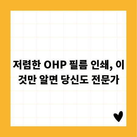 저렴한 OHP 필름 인쇄, 이것만 알면 당신도 전문가