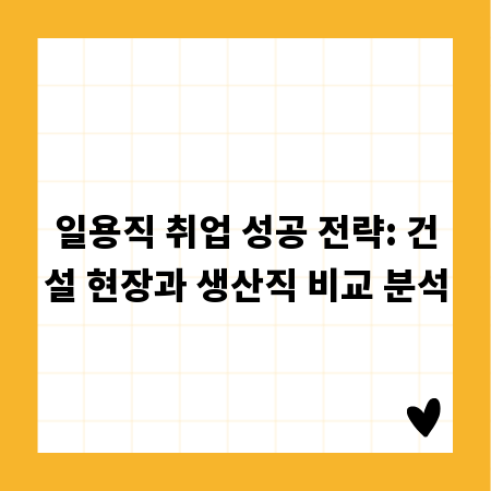 일용직 취업 성공 전략: 건설 현장과 생산직 비교 분석