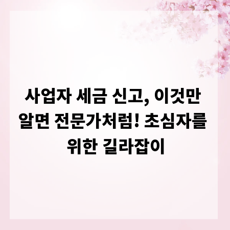 사업자 세금 신고, 이것만 알면 전문가처럼! 초심자를 위한 길라잡이