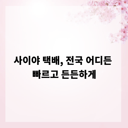 사이야 택배, 전국 어디든 빠르고 든든하게