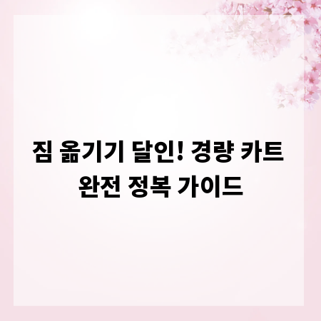 짐 옮기기 달인! 경량 카트 완전 정복 가이드
