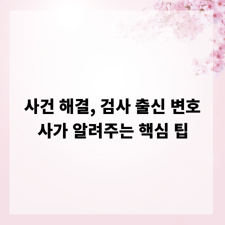 사건 해결, 검사 출신 변호사가 알려주는 핵심 팁