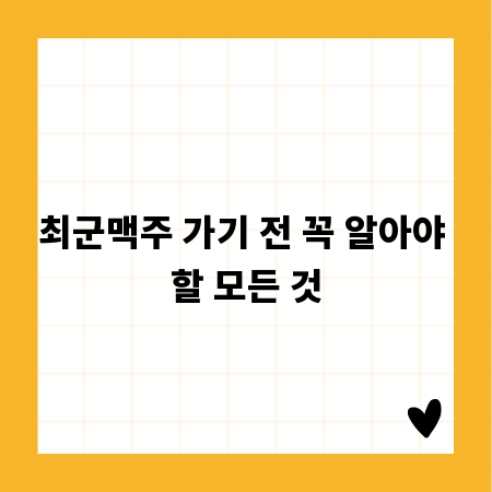 최군맥주 가기 전 꼭 알아야 할 모든 것