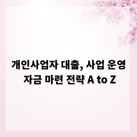 개인사업자 대출, 사업 운영 자금 마련 전략 A to Z
