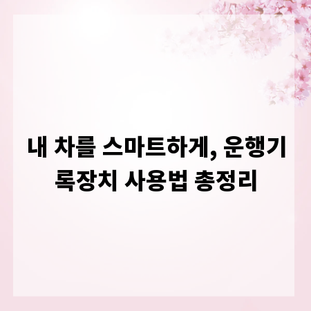 내 차를 스마트하게, 운행기록장치 사용법 총정리