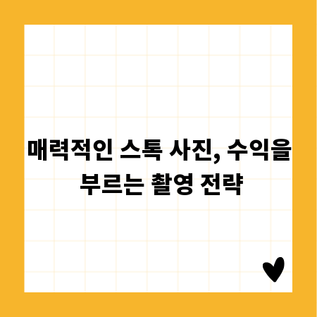 매력적인 스톡 사진, 수익을 부르는 촬영 전략