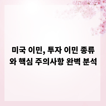 미국 이민, 투자 이민 종류와 핵심 주의사항 완벽 분석