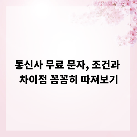 통신사 무료 문자, 조건과 차이점 꼼꼼히 따져보기