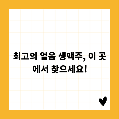 최고의 얼음 생맥주, 이 곳에서 찾으세요!