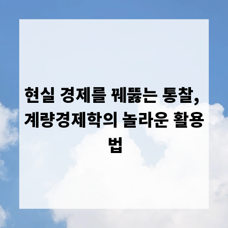 현실 경제를 꿰뚫는 통찰, 계량경제학의 놀라운 활용법